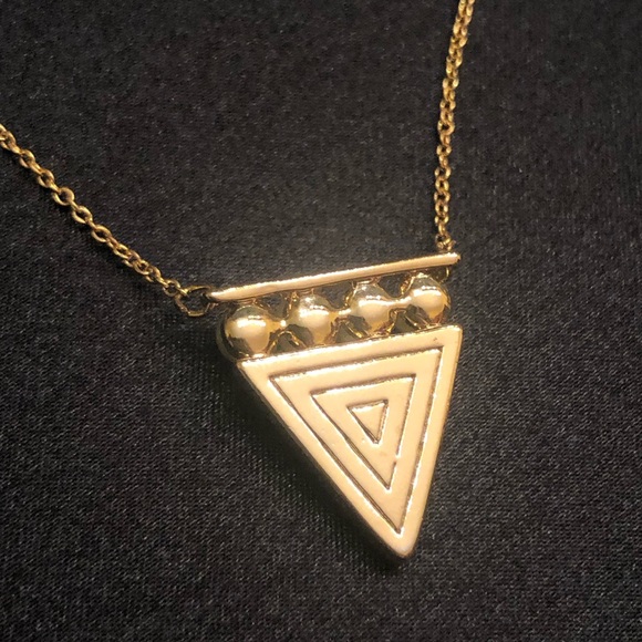 *6 for $10!* Gold Metal Triangle Charm Pearl Turquoise Geometric Aztec Necklace - Picture 4 of 9